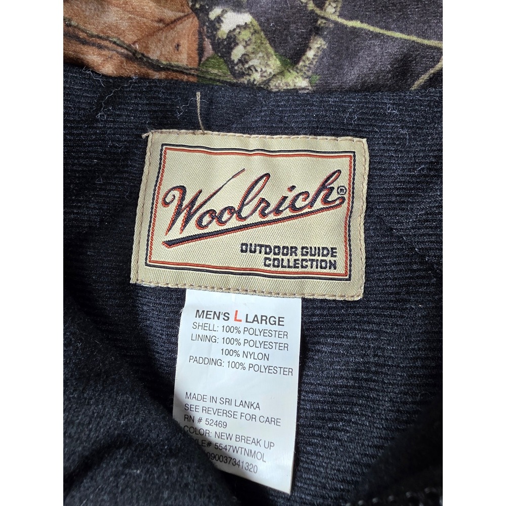 Woolrich Outdoor Guide Camo Hunting Jacket Mens Large L Zip - Picture 4 of 5